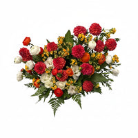 Elena-maceta de cemento con dalias, ranunculos y lisianthus
