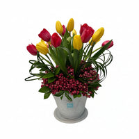 Arlette-base de cerámica con 20 tulipanes de colores