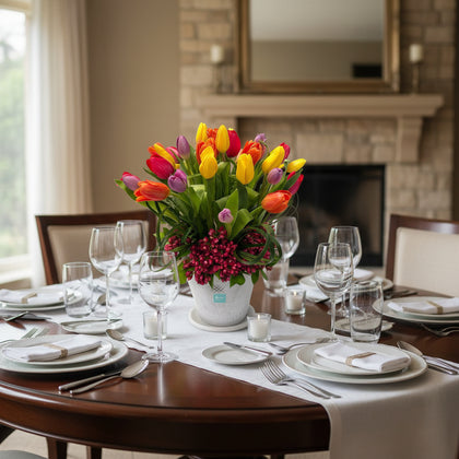 Arlette-base de cerámica con 40 tulipanes de colores