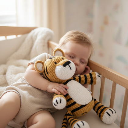 Bru- tigre de peluche tejido a mano