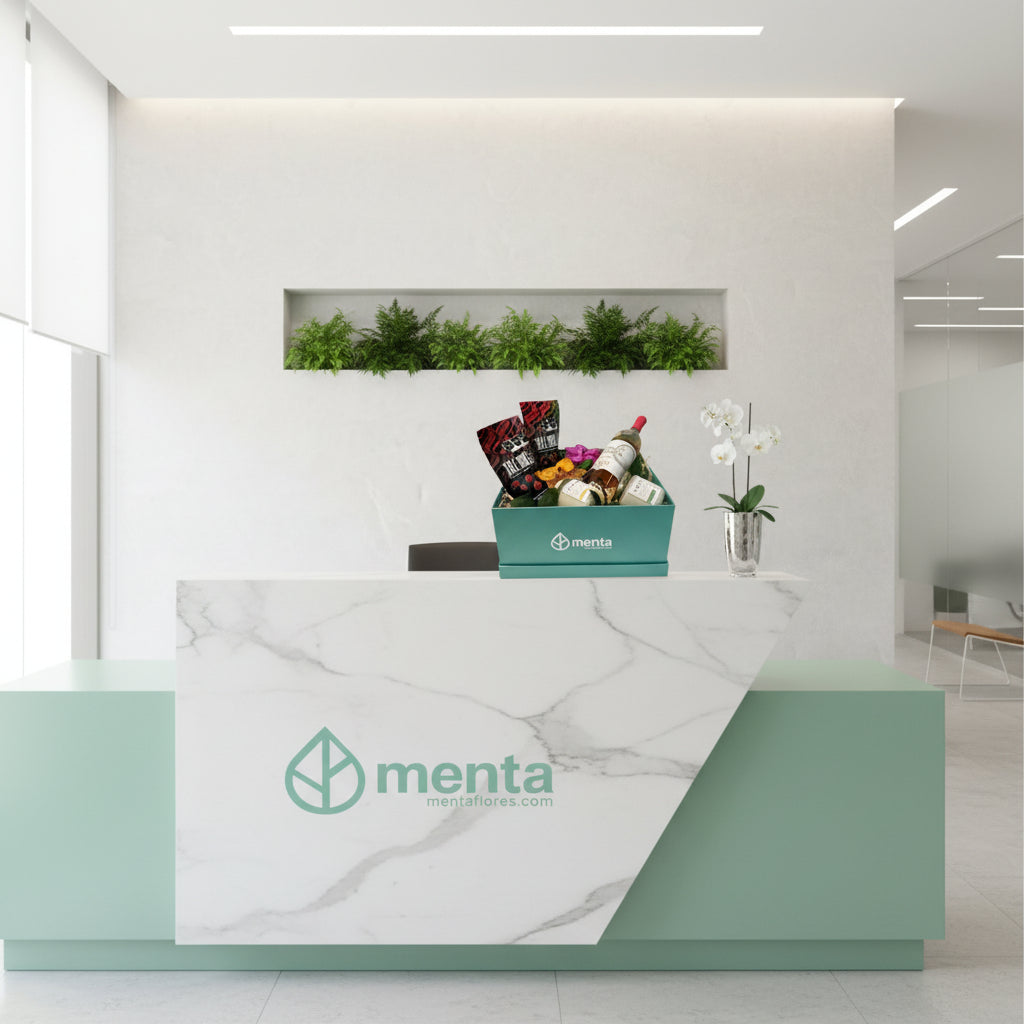 Texas-caja cuadrada menta con regalos y bebida
