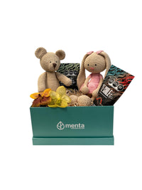 Denver-caja cuadrada menta con regalos y orquídea vanda