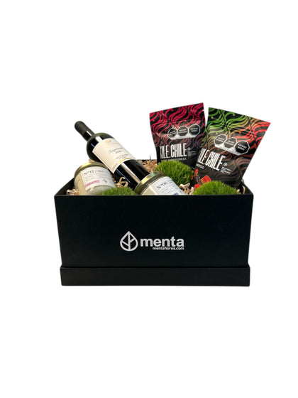 Seattle-caja cuadrada negra con regalos y bebida