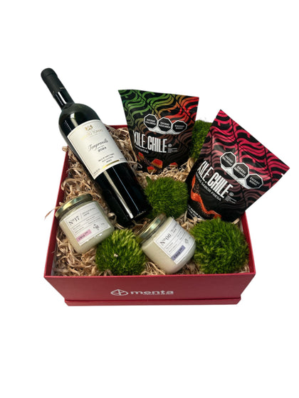 Seattle-caja cuadrada roja con regalos y bebida