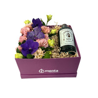 Platino-caja uva con lisianthus rosa, orquídea vanda y Ginebra