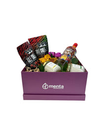 Dallas-caja cuadrada uva con regalos y bebida