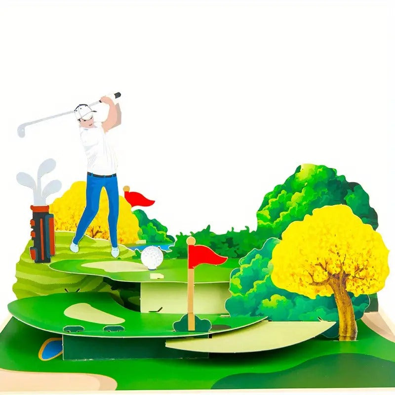 Tarjeta  Pop Up 3D-Campo de Golf