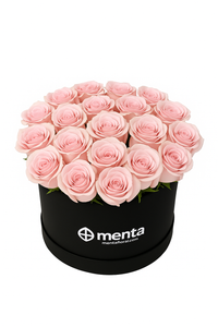 Vilma-caja redonda negra con 24 rosas rosas