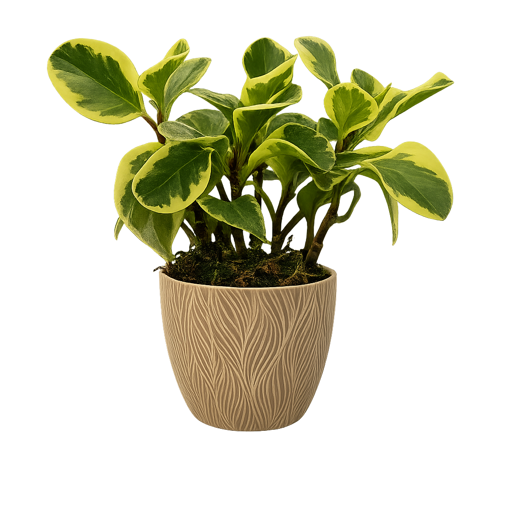 Ángel-maceta terracota con una peperomia