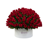 Etiqueta Elegante-caja redonda blanca con 125 rosas rojas