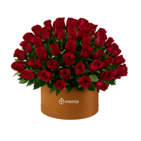 Etiqueta Elegante-caja redonda ocre con 125 rosas rojas