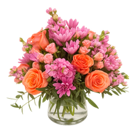 Raquel-florero de cristal chico con combinación naranja