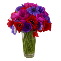 Mercedes-florero de cristal con Anemonas de colores