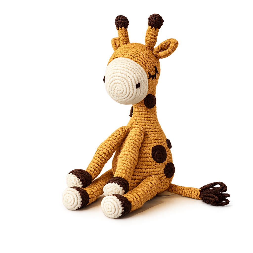 Fita-jirafita de peluche tejida a mano