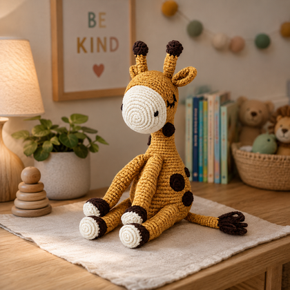 Fita-jirafita de peluche tejida a mano
