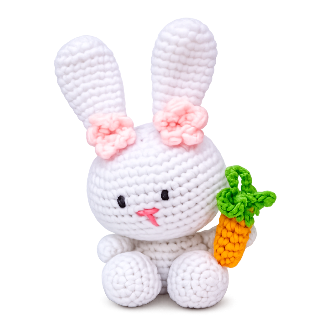 Eri-coneja de peluche tejida a mano