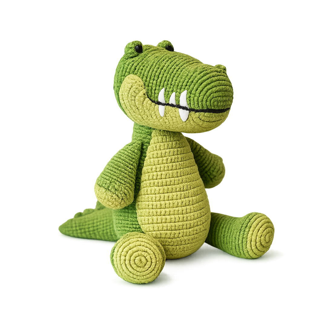 Tato-cocodrilo de peluche tejido a mano