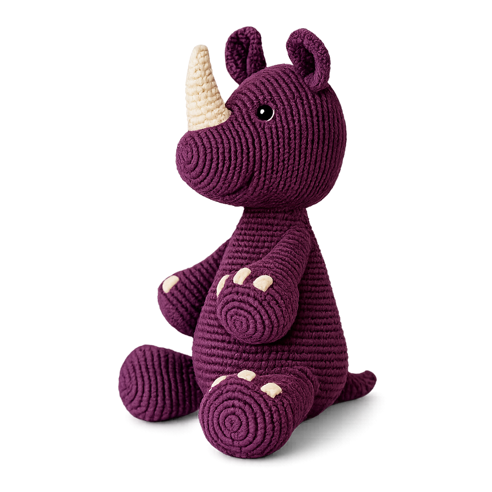 Nino - rinoceronte de peluche tejido a mano