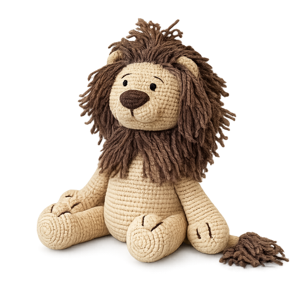 Mago - león de peluche tejido a mano
