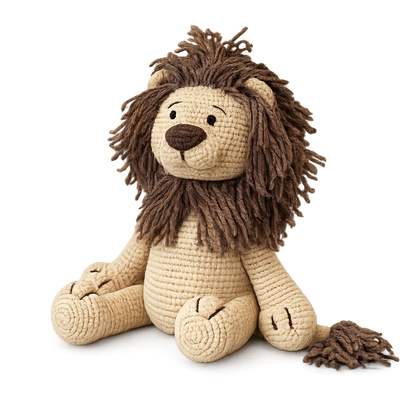 Mago - león de peluche tejido a mano