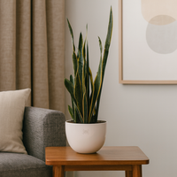 Bruno-sansevieria en maceta esmaltada Puebla blanca
