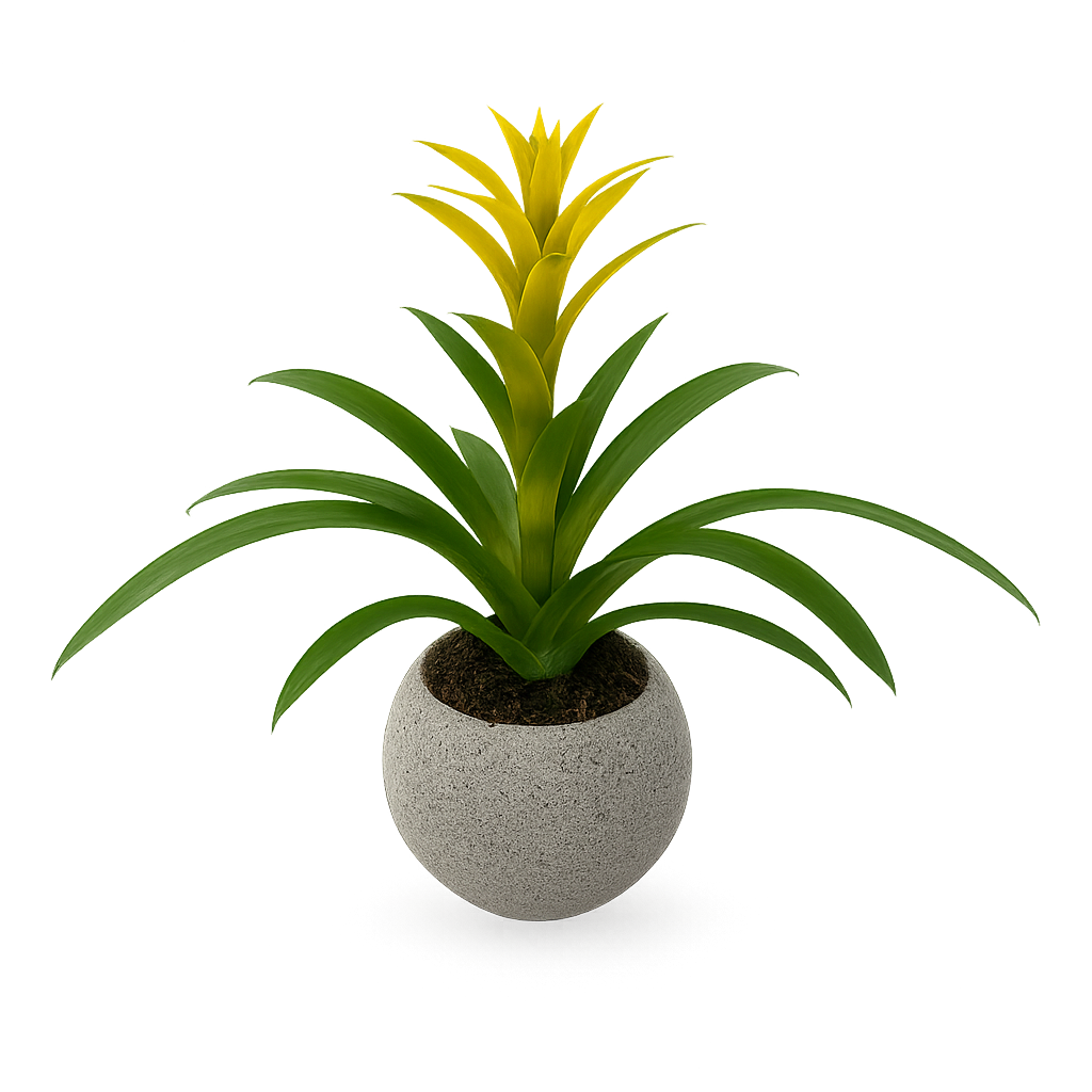 Genaro-maceta de cemento gris con una bromelia