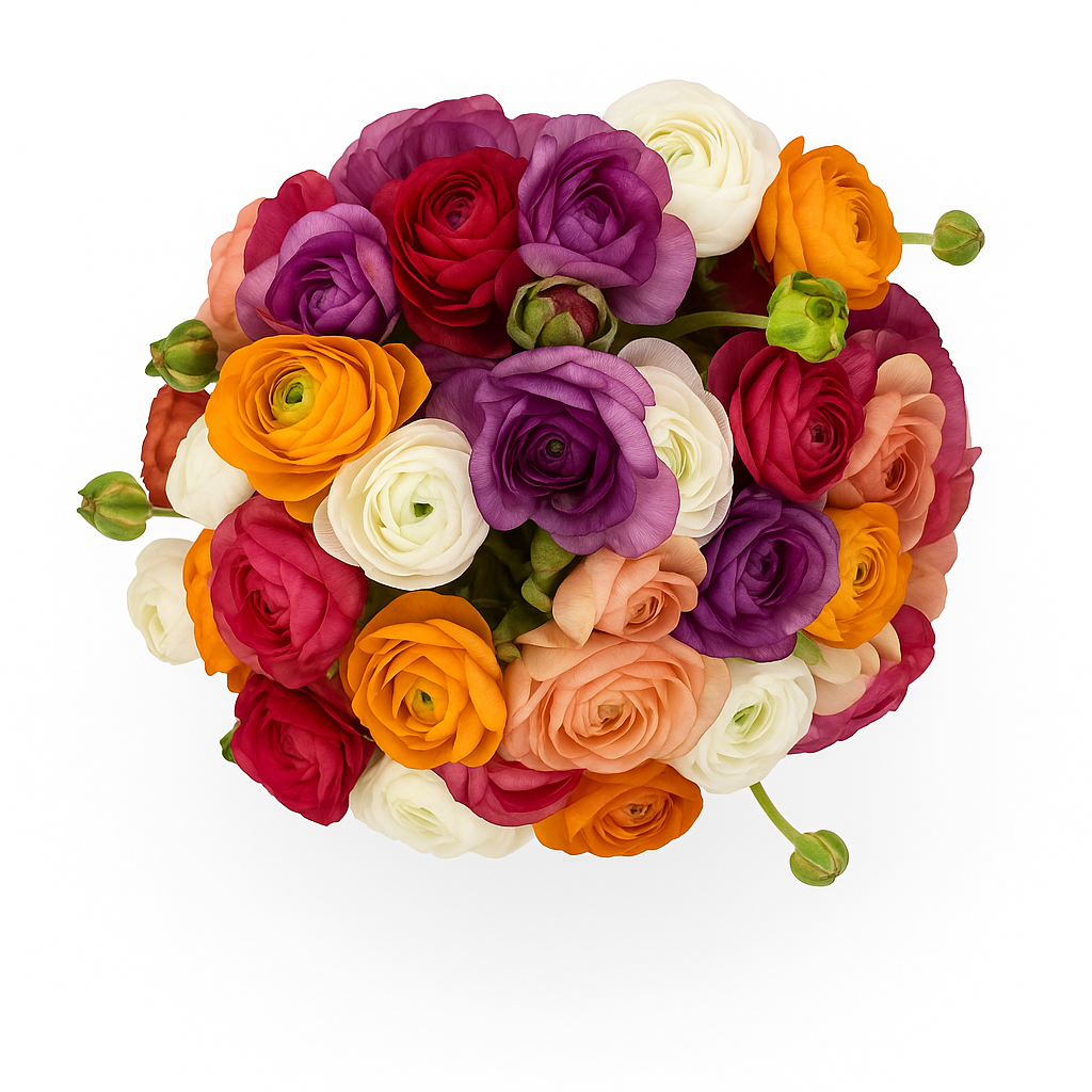 Mérida-florero de cristal con ranunculos de colores