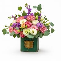 Hera-maceta de metal con lisianthus