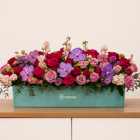 Etiqueta Berlín-caja rectangular menta con rosas y orquídeas vanda