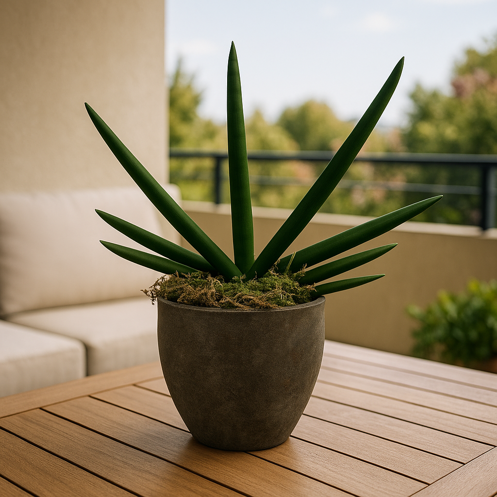Anselmo-maceta terracota hacienda con sansevieria cilíndrica