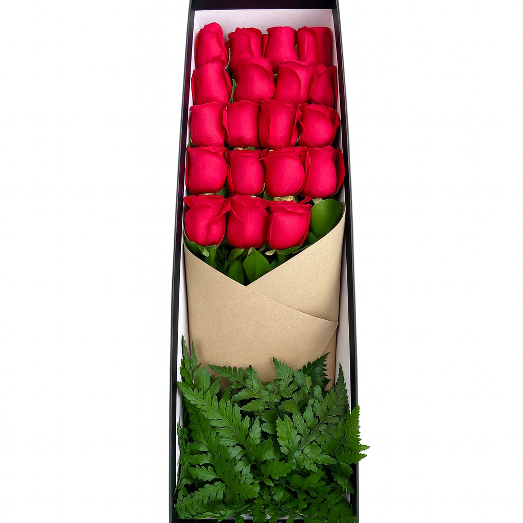 Lise-caja rectangular con 24 rosas rojas