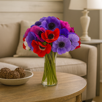Melisa-florero de vidrio con Anemonas de colores
