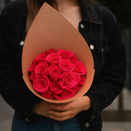 Ramo de 24 rosas fiusha
