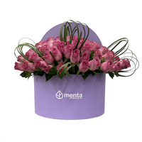 Etiqueta Lila-caja redonda con 48 rosas aqua