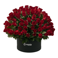 Etiqueta Elegante-caja redonda negra con 125 rosas rojas