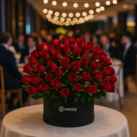 Etiqueta Elegante-caja redonda negra con 125 rosas rojas