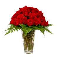 Reyna- florero de cristal con 48 rosas rojas