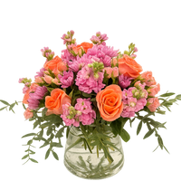 Raquel-florero de cristal grande con combinación naranja