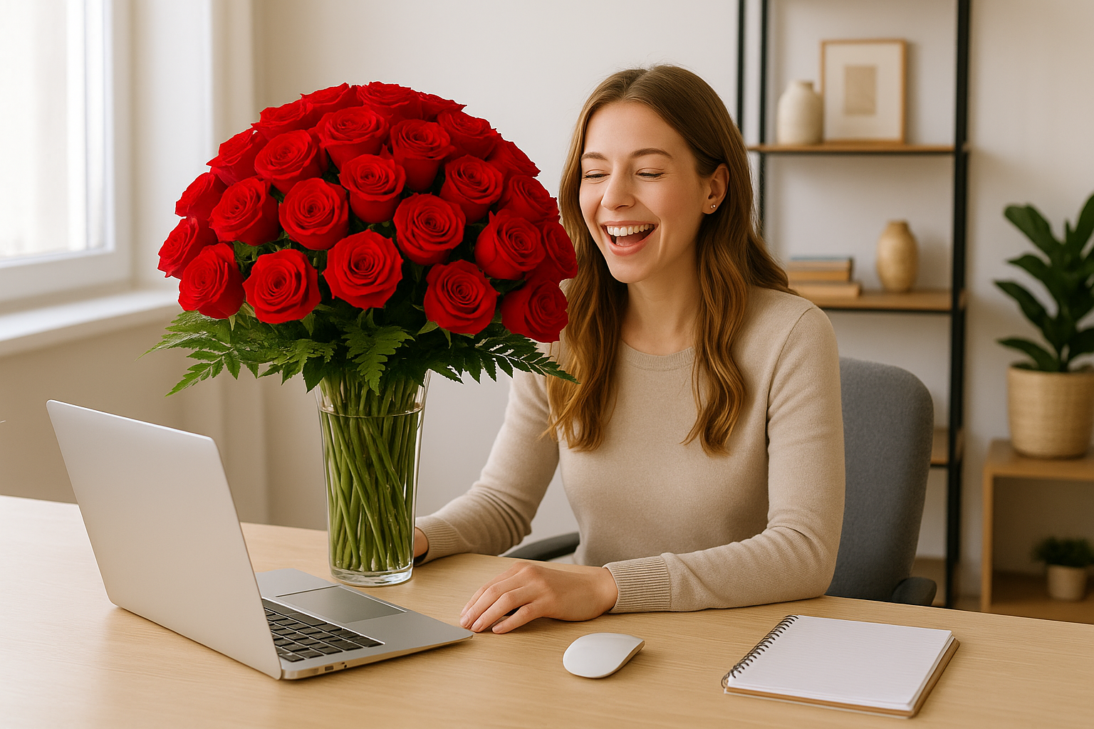 Isabela- florero con 72 rosas rojas