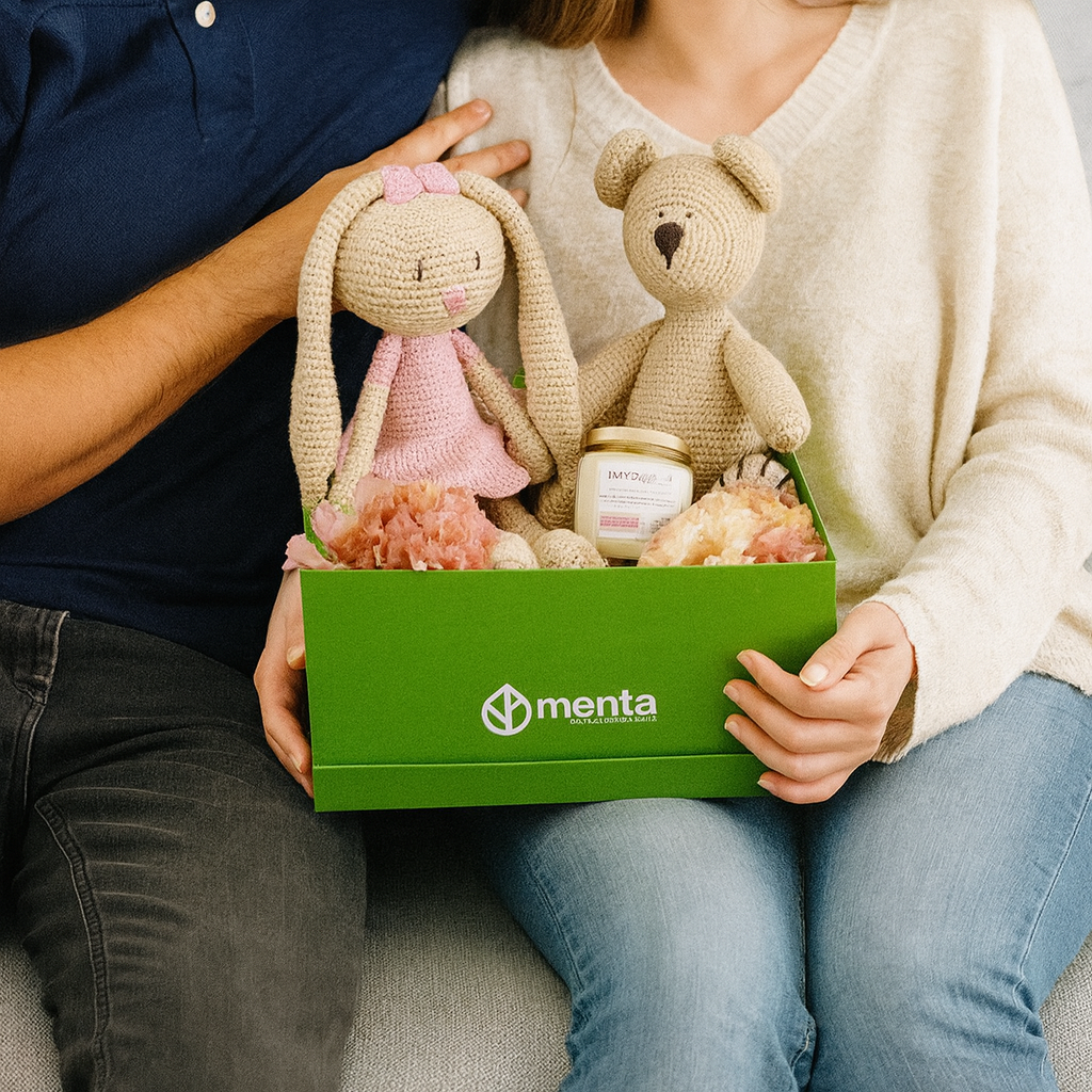 Illinois-caja cuadrada verde con regalos y lisianthus