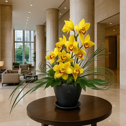Regina-Base de cerámica con orquídea Cymbidium