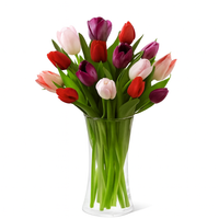Marlene -florero de vidrio con 20 tulipanes de colores