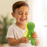 Rex-dinosaurio de peluche tejido a mano