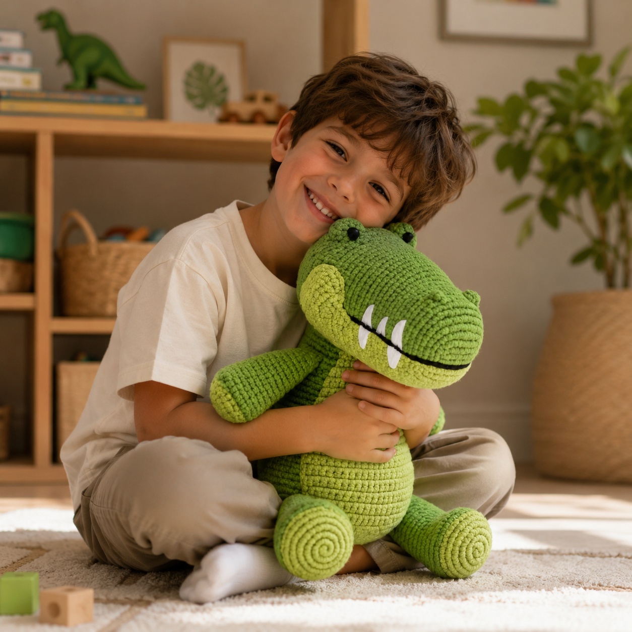 Tato-cocodrilo de peluche tejido a mano