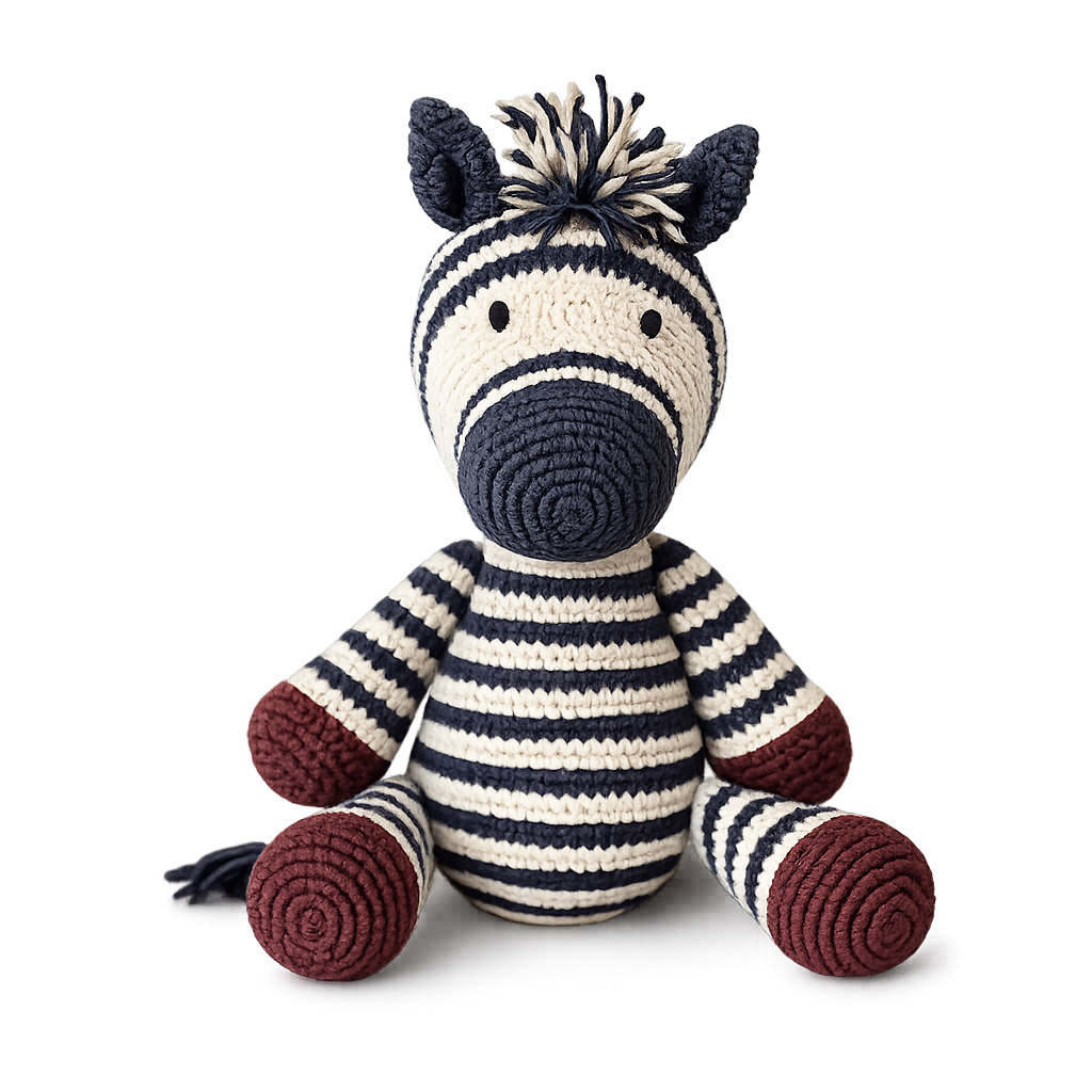 Rayita-cebra de peluche tejida a mano