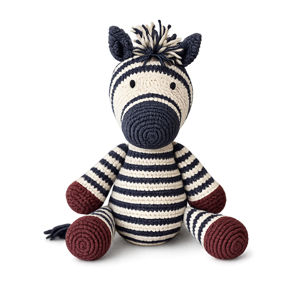 Rayita - cebra de peluche tejida a mano
