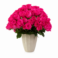 Etiqueta Rusa-jarrón esmaltado con 100 rosas fiusha
