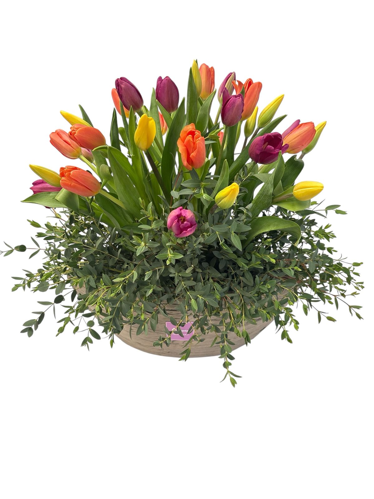 Gretta - base efecto madera con 50 tulipanes de colores