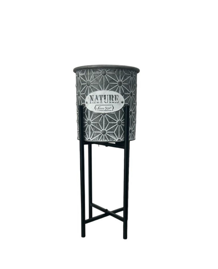 Nature-maceta de metal con patitas