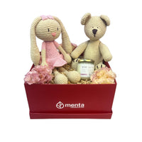 Illinois-caja cuadrada roja con regalos y lisianthus